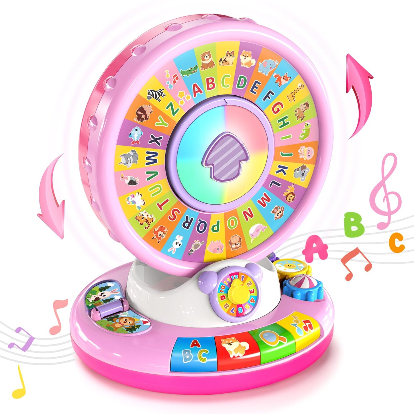 Toys For 1 2 3 Year Old Boy Girl, Musical Spin And Sing Alphabet Zoo, Learning Toys For Toddlers 1-3, Educational Interactive To