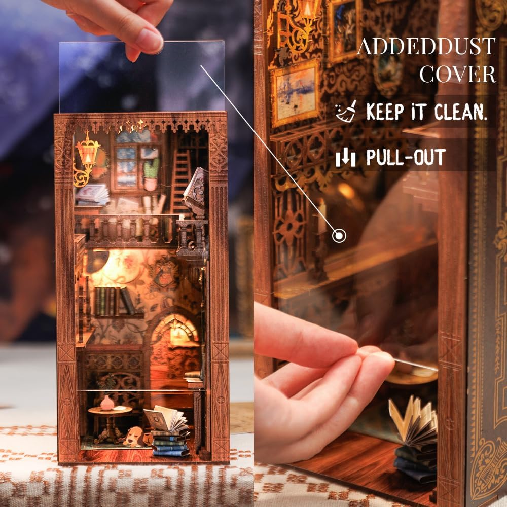 Fsolis Diy Book Nook Kit, Diy Dollhouse Miniature Kit Diy Home Decor Bookshelf Decorative Books Eternal Bookstore Bookshelf Insert Miniature House Kit Book Nook Kits For Adults (Ys05)
