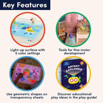 Battat Education Tracing Light Box - Sensory Light Table for Kids 3+ Years, Multi Color, Medium Size - Bright Explorer