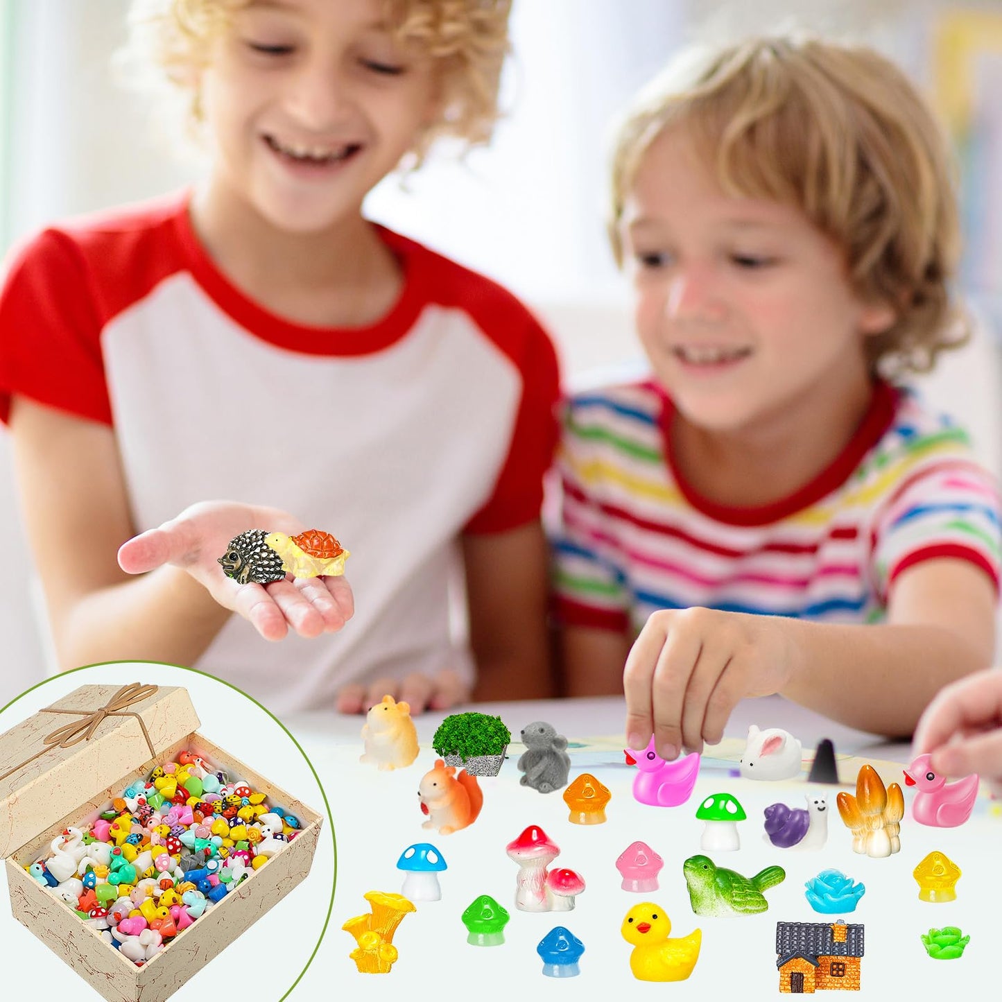 Barydat 400 Pcs Mini Resin Garden Figures for Pranks Hide Crafts Tiny Resin Animals Accessories for Miniature Garden Landscape D