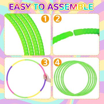 Shappy 6 Pcs Exercise Hoop Detachable Adjustable Plastic Toy Playground Toys Colored Hoop Circles For Teens Games Gymnastics Dog Agility Equipment Party Decor(24 Inch,Green)