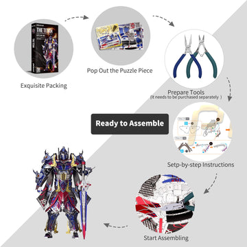 Piececool 3D Metal Puzzles With Diy Tools - The Titan Figure Mecha Model Building Kits For Adults, Diy Metal Crafts Kits Brain Teaser Puzzle Birthday Gifts