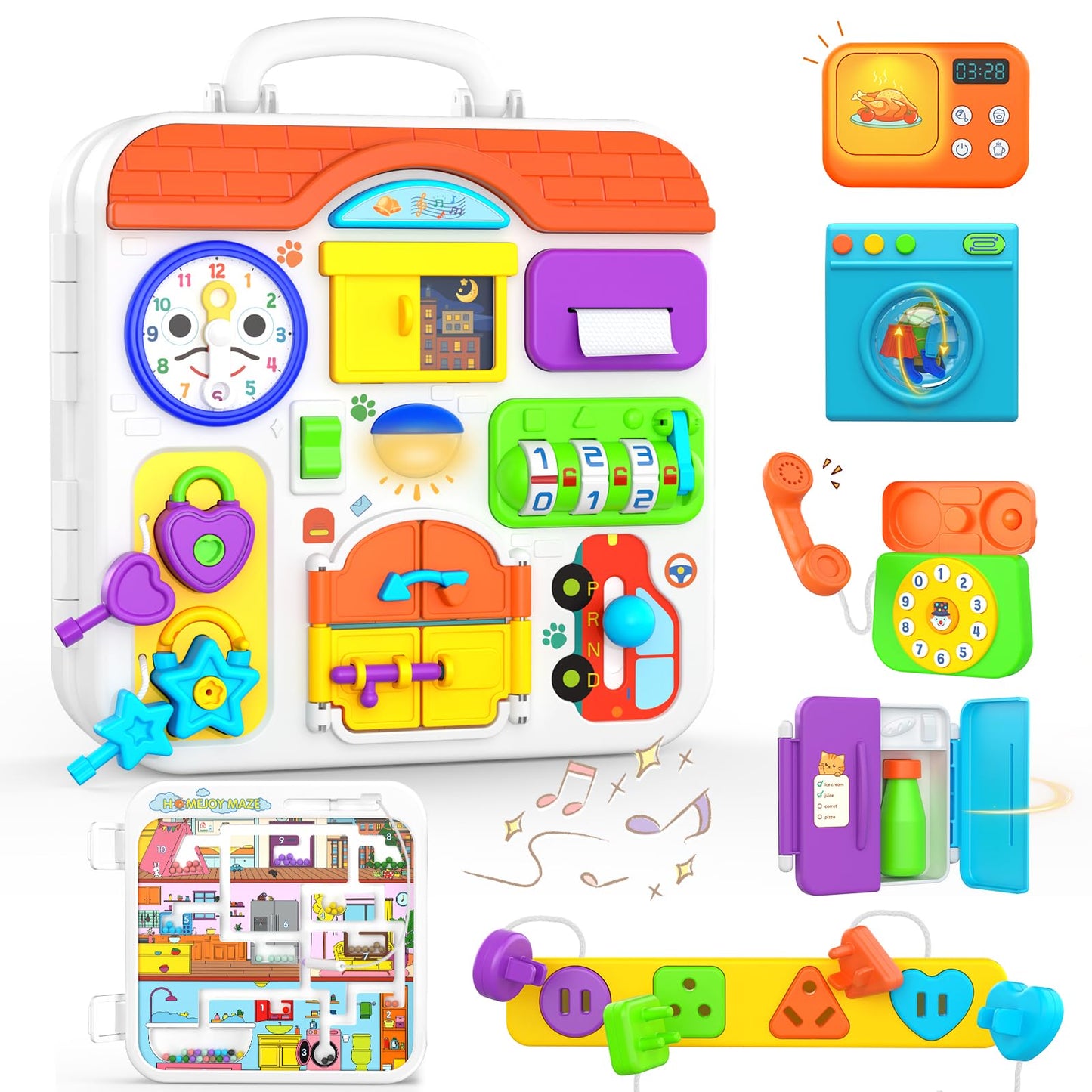Montessori Toys For 1-2 Year Old Boy Girl, 15-In-1 Musical Busy Board, Birthday Gifts For 1 Year Old Boy, Educational Toy For 1+ Year Old Developmental, Learning Toddler Toy Age 1-2