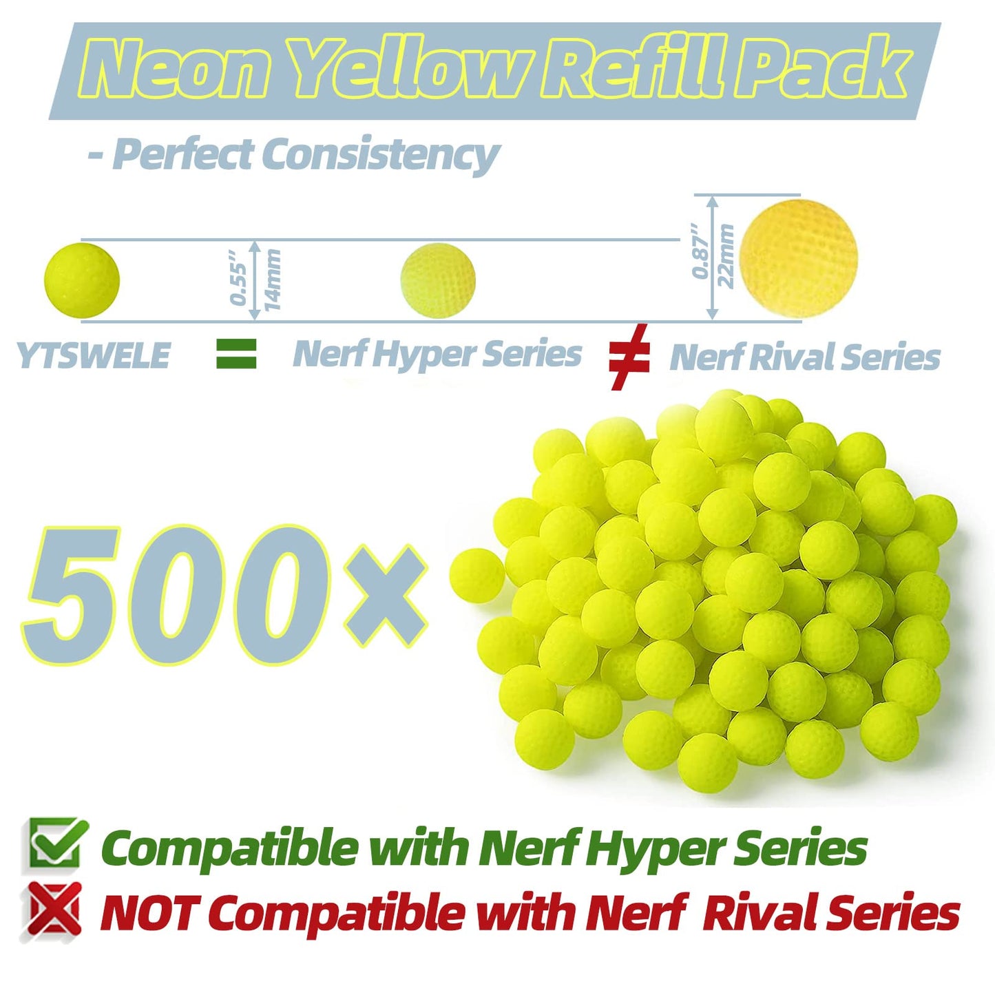 500 Rounds Refill Pack Balls Ammo For Nerf Hyper Blaster Series Stock Up Hyper Games