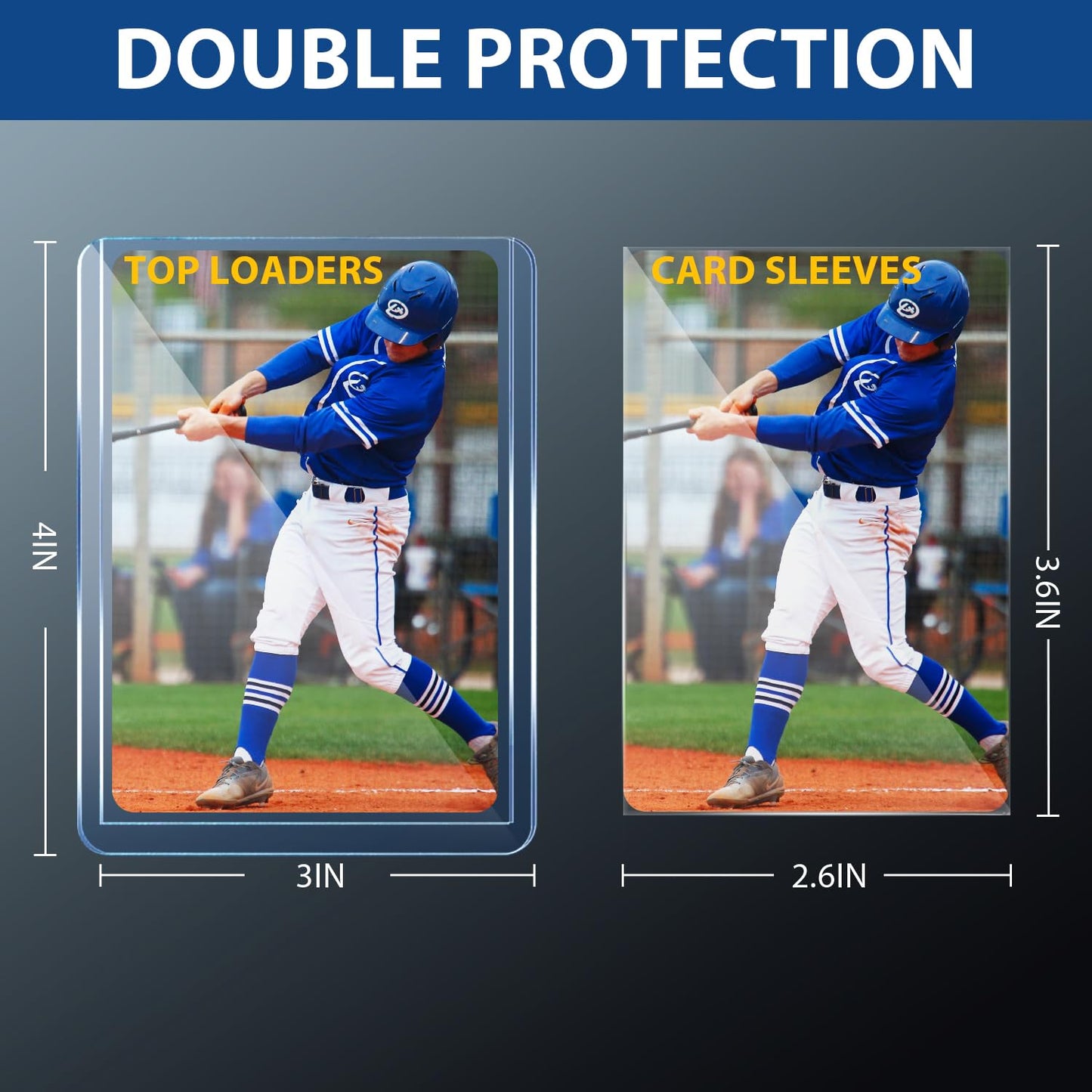 200 Card Sleeves Top Loaders For Cards, Premium Toploaders, 3X4 Baseball Card Protectors Hard Plastic, Hard Cards Sleeve, Sports