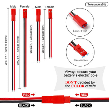 Chanzon 20 Pairs Jst Syp 2.5 Mm Pitch 20Awg 2Pin Plug Connector For Ul1007 Tinned Copper Wire Had 10Cm And 20Cm Adapter For Rc T