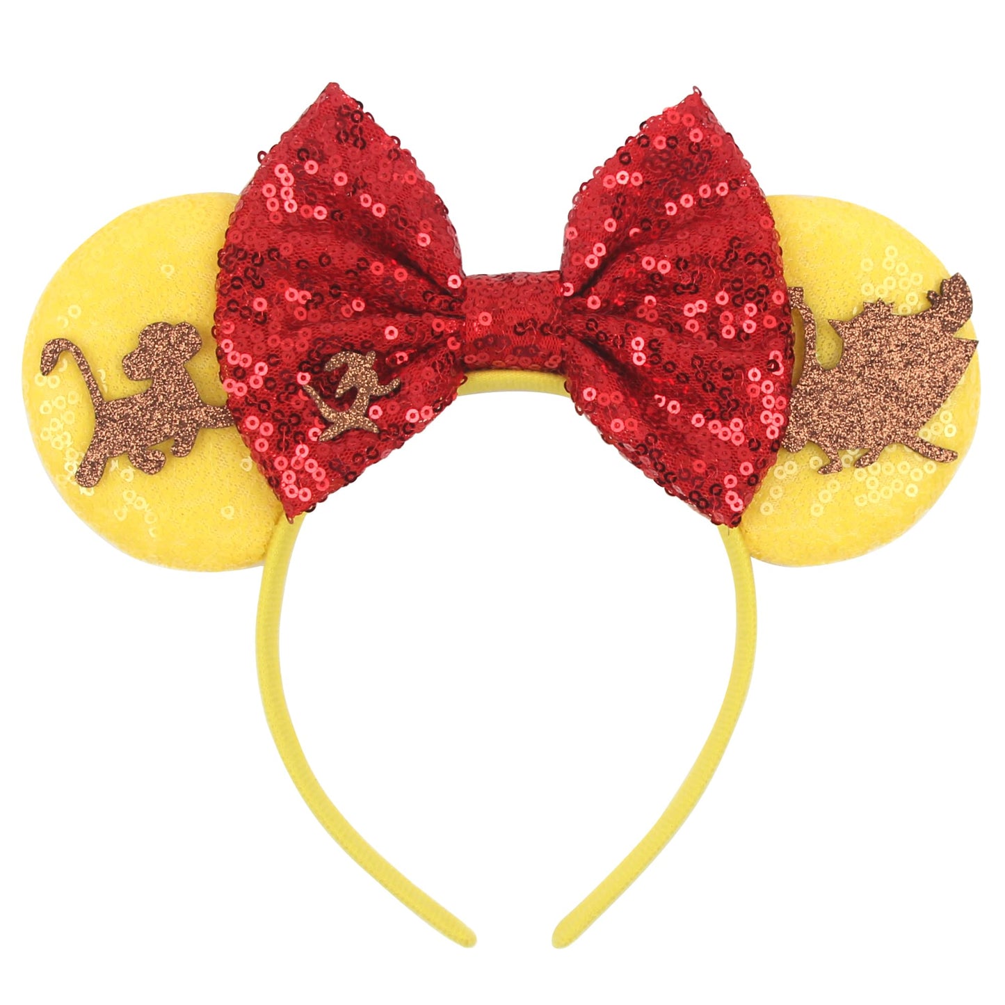 zhezesmila Lion King Simba Minn Ears Headband, Yellow, for Children and Women, Animal Kingdom Themed Hair Accessories for Birthd