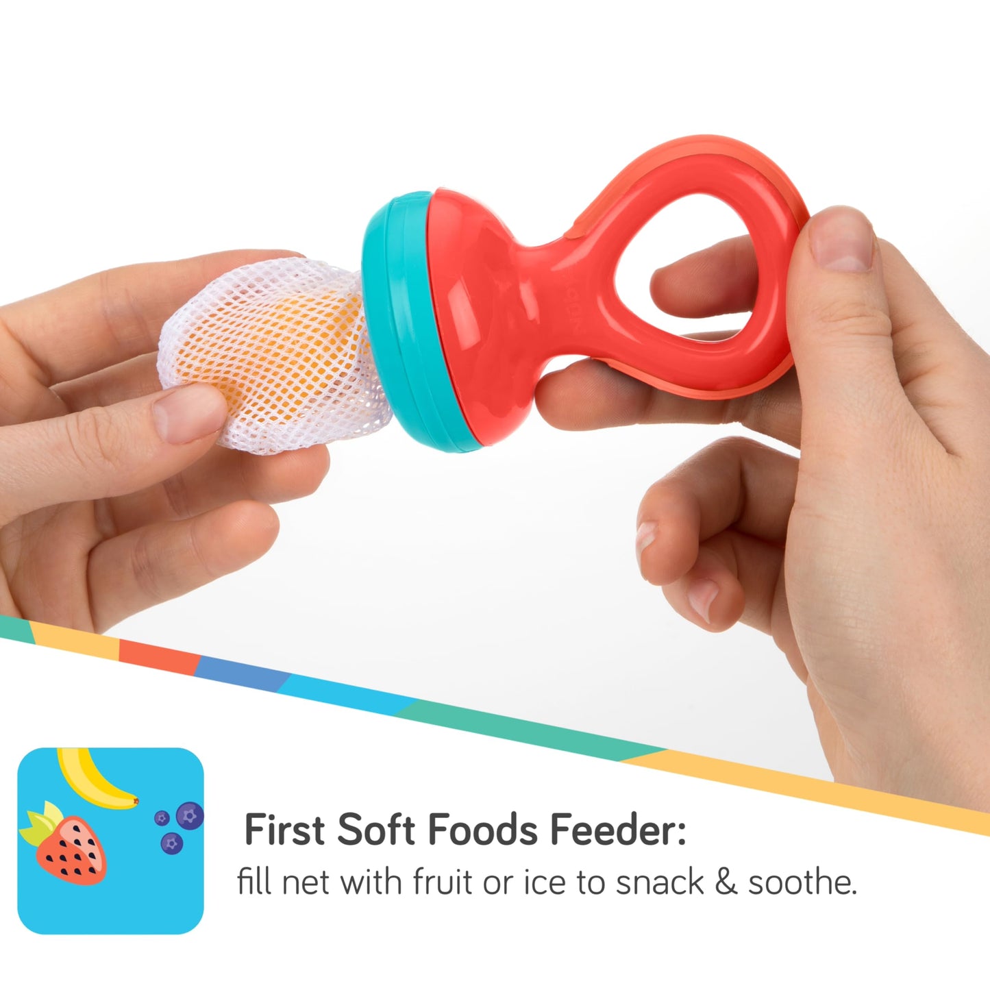 Nuby Nibbler Mesh First Soft Foods Feeder, 2Pk, Coral & Aqua