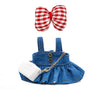 LYBHYQTII Doll Clothes for 17cm Dolls Cute Style enhanced Handmade Outfit 3 Piece Set Including a Denim Dress Red Bow and Bag - Dolls Clothes Accessories for Play & Display - No Doll (Blue)