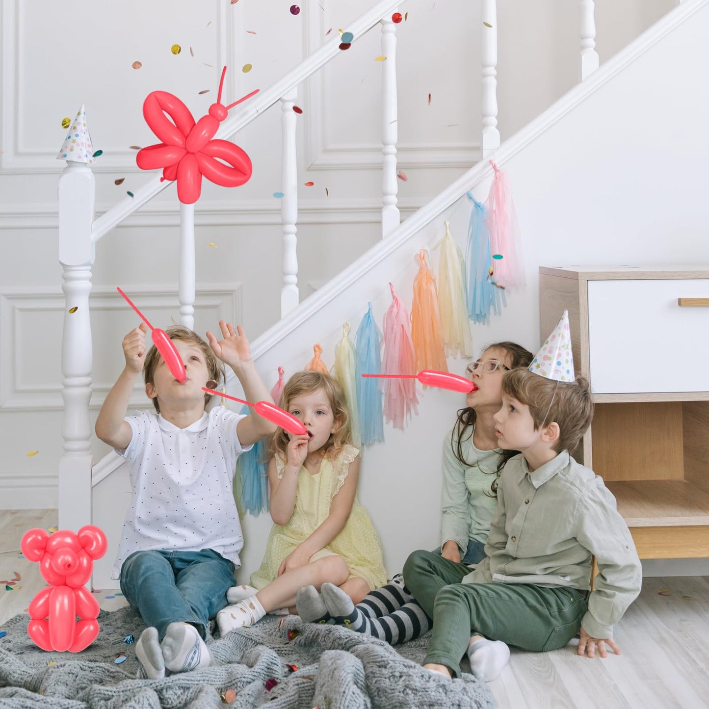 Hykjnbw Red Long Balloons For Balloon Animals, 260 Pastel Balloons Art Kit For Twisting, Skinny Modeling Balloons Supplies For B