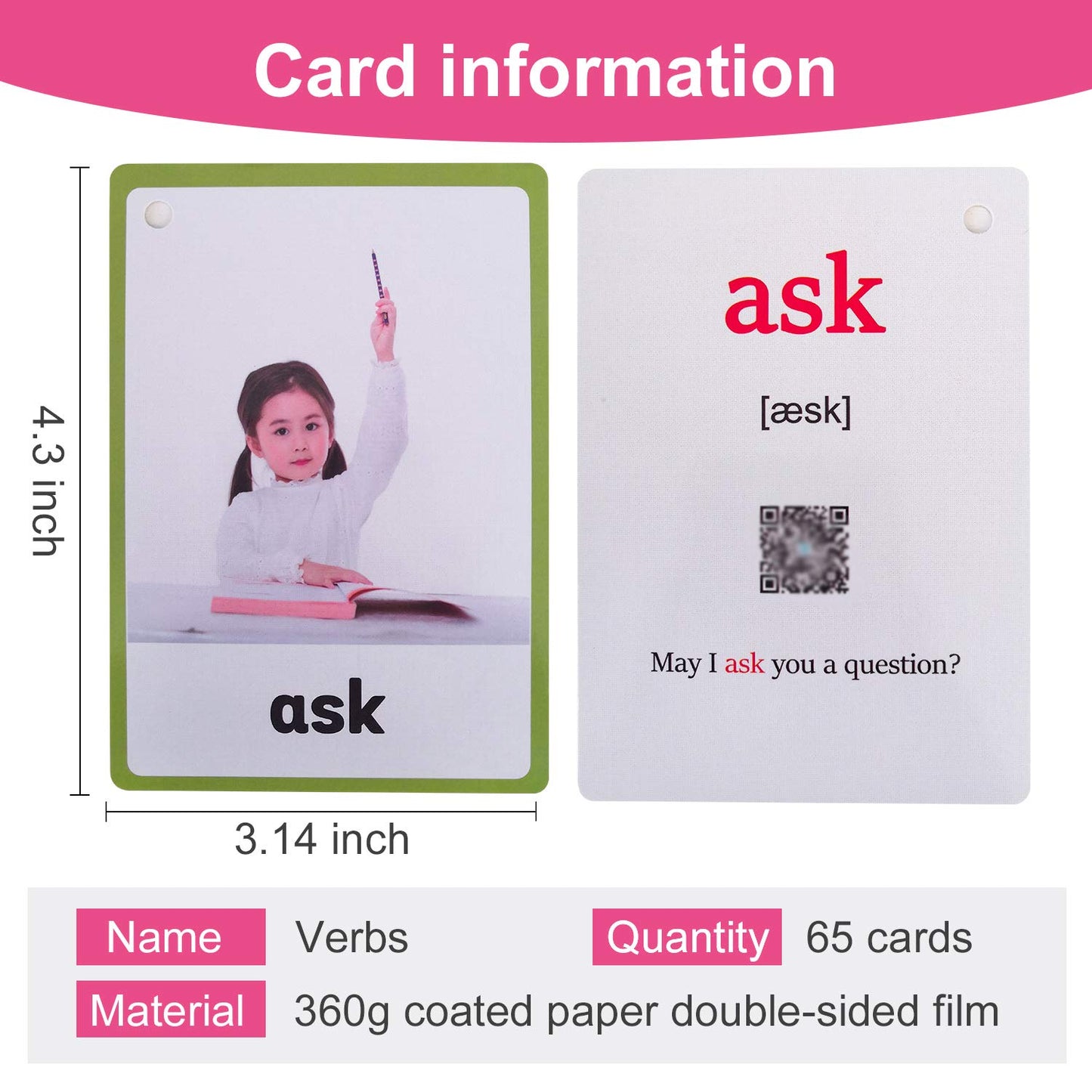 Richardy Verbs/Adjectives Flash Cards Learning English Baby Montessori Toys Child Flashcards Preschool Kindergarten Kids Gifts