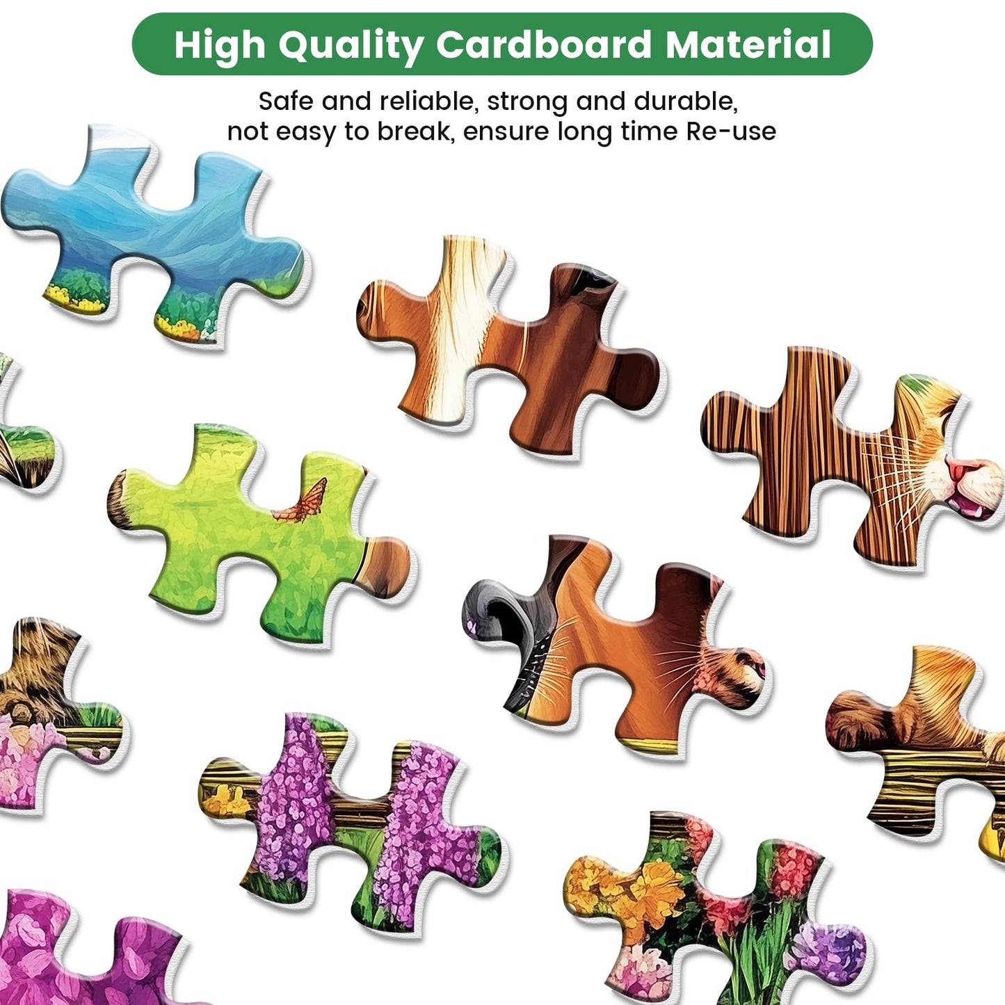 500 Piece Puzzle For Adults- Cats And Horses Puzzle| Recycled Paper Farm Jigsaw Puzzles 500 Pieces | Challenging Family Activity