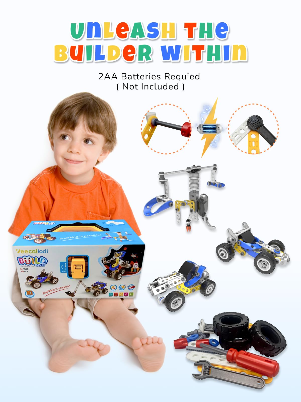 Stem Toys For 5 6 7 8+ Year Old Boy, 10 In 1 Electric Building Toys For Kids Ages 4-8 5-7 6-8, Educational Racing Construction S