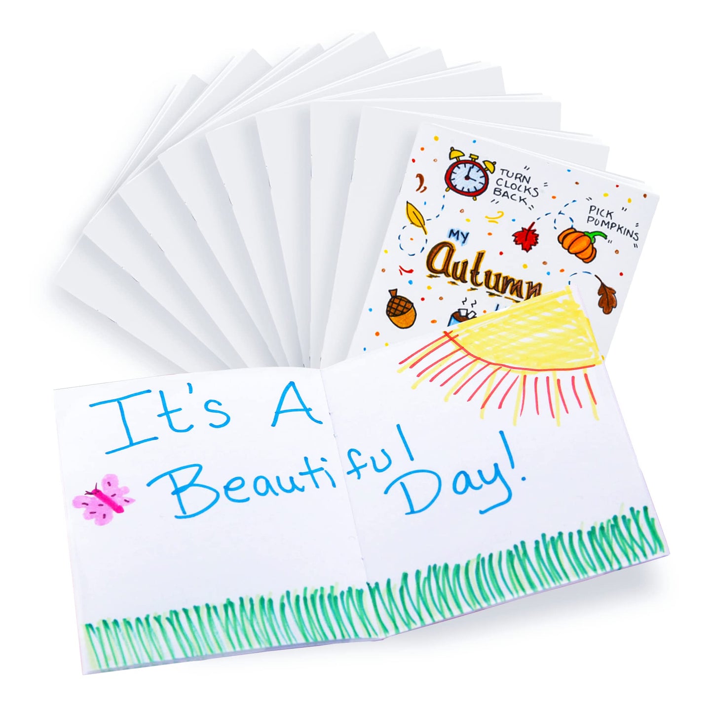 Hygloss Blank Books for Kids - 5.5 x 8.5 White Paperback for Drawing & Writing, 10 Pack - Empty Books for Writing Stories,