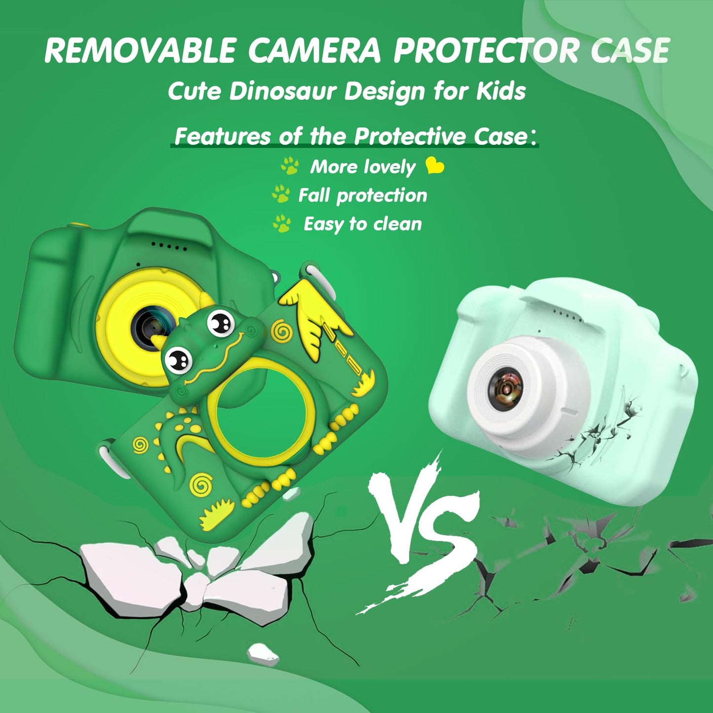 Mylorful Kids Camera, Cartoon Dinosaur Selfie Digital Camera Toys For Kids, Christmas Birthday Gifts For Boys Girls Age 3 4 5 6