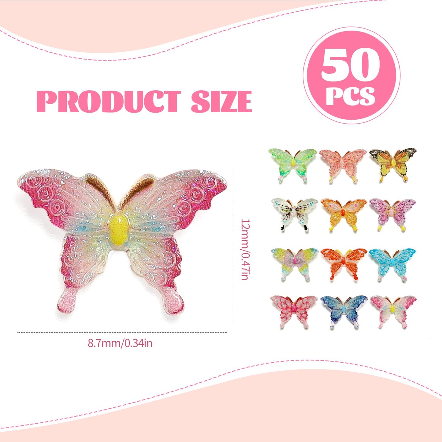 Miniature Resin Small Butterfly, Dollhouse Miniatures Crafts Butterfly Random 50pcs