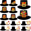 Jenaai 24 Pcs Pilgrim Hat Craft Kit with Turkey Decoration Thanksgiving Novelty Hats Autumn Handmade Fun Home Activity DIY Suppl