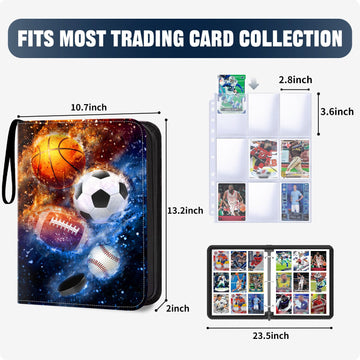 Hesplus 900 Pockets Sports Card Binder, Sports Trading Cards Display Case With Sports Card Sleeves Card Holder Protectors Set Fo