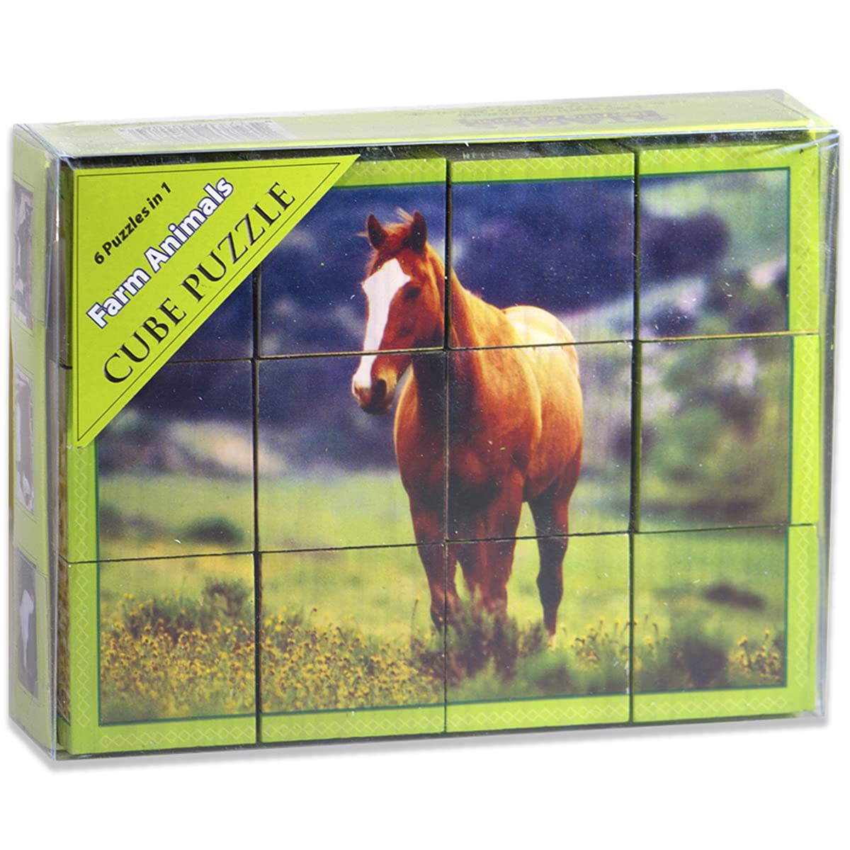 Stages Learning Wooden Farm Animal Cube Puzzle For Preschool Language Builder (Slm408)