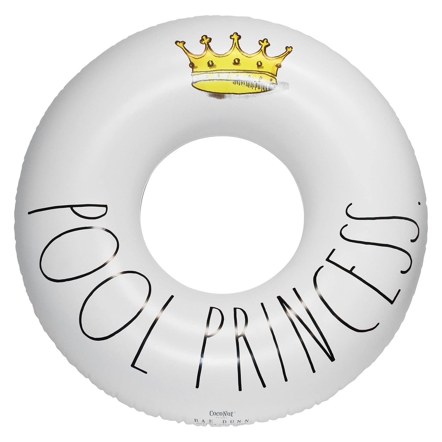 Rae Dunn X Coconut Float Pool Princess Ring Float - Adult Size Large 48 Inch Inflatable Raft & Durable Water Inner Tube - Stable