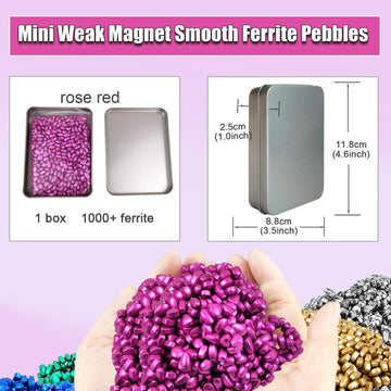 QOUXZ Magnetic Ferrite Putty Rock, More Than 1000 Mini Weak Magnet Smooth Ferrite Pebbles, Small Magnetic Beads Fidget Adults To