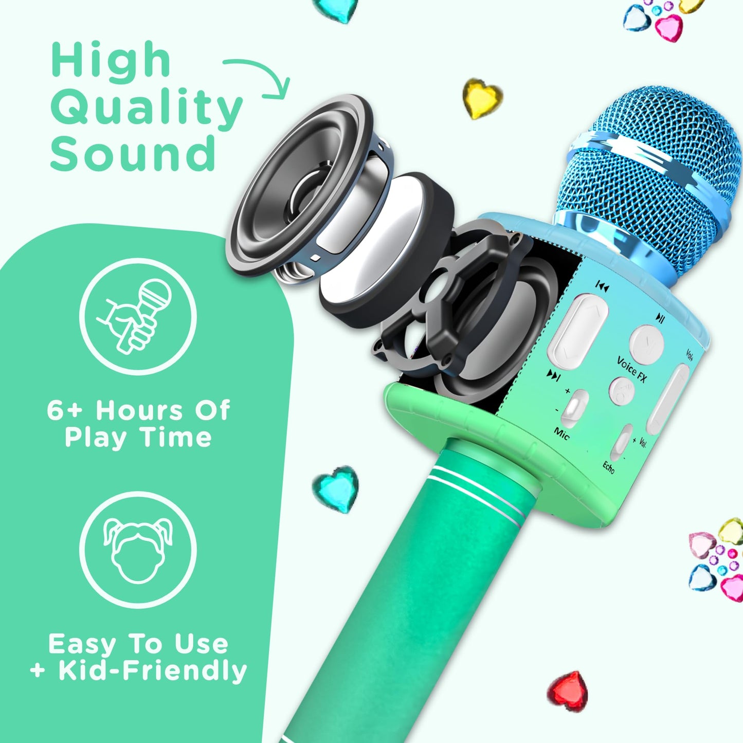 Move2Play, Kids Karaoke Microphone | Includes Stickers & Bluetooth | Kids Birthday Gift | Toy for All Ages 2, 3, 4, 5, 6+ Year O