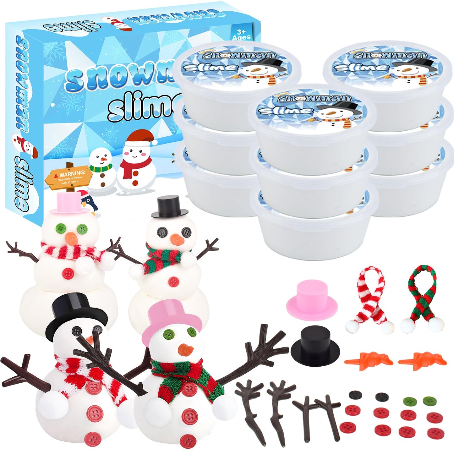 Do You Want To Build A Snowman,9 Pack Putty Slime Kit With Snowman Accessories,Build, Melt & Rebuild Fun,Stress Relief Toy Party