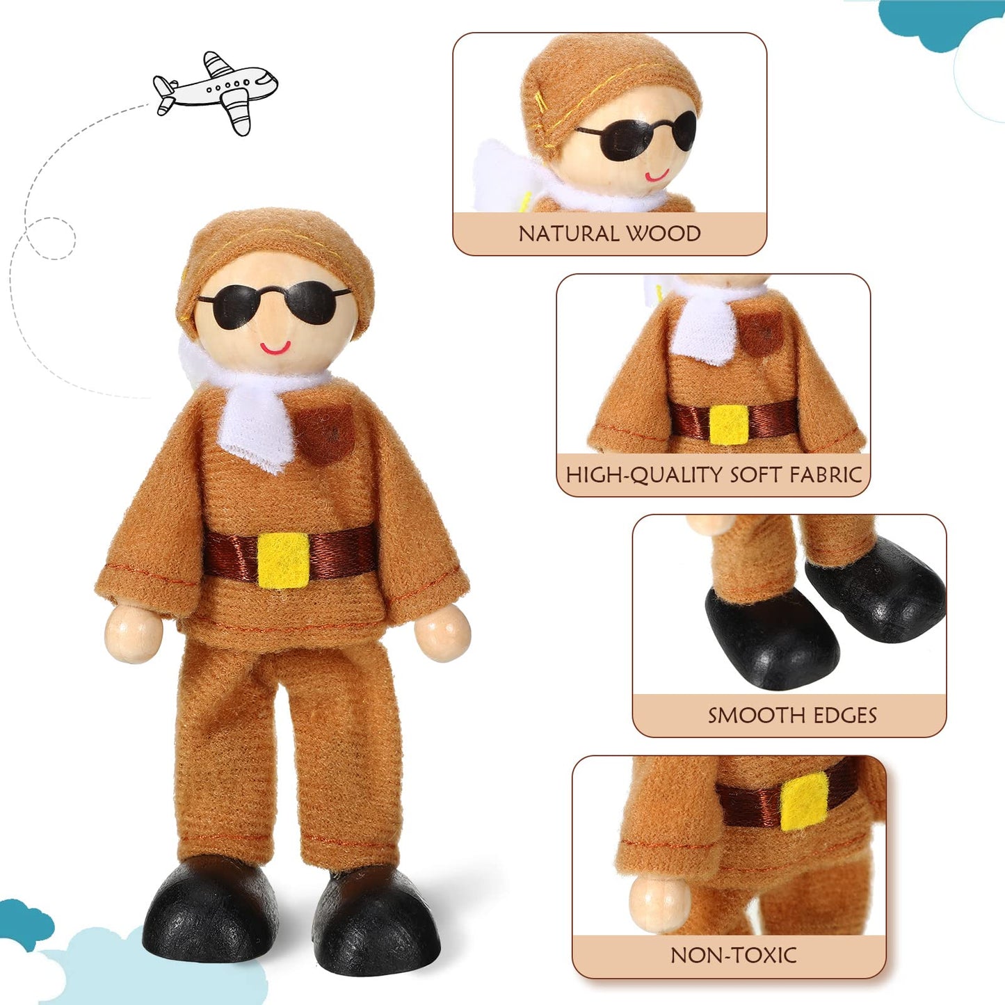 Skylety 10 Pcs Wooden Dollhouse Set Of Mini People Figures Dolls Wooden Doll Pretend Play Figures Accessories For Pretend Dollhouse Toy(Fresh Style)