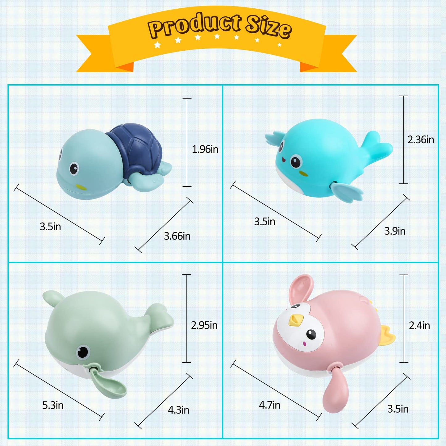 Baby Bath Toys, 6 Pack Cute Swimming Water Bath Toys For Toddlers Boy Girls Toys For 1 2 3 4 Year Old, Floating Wind-Up Bathtub