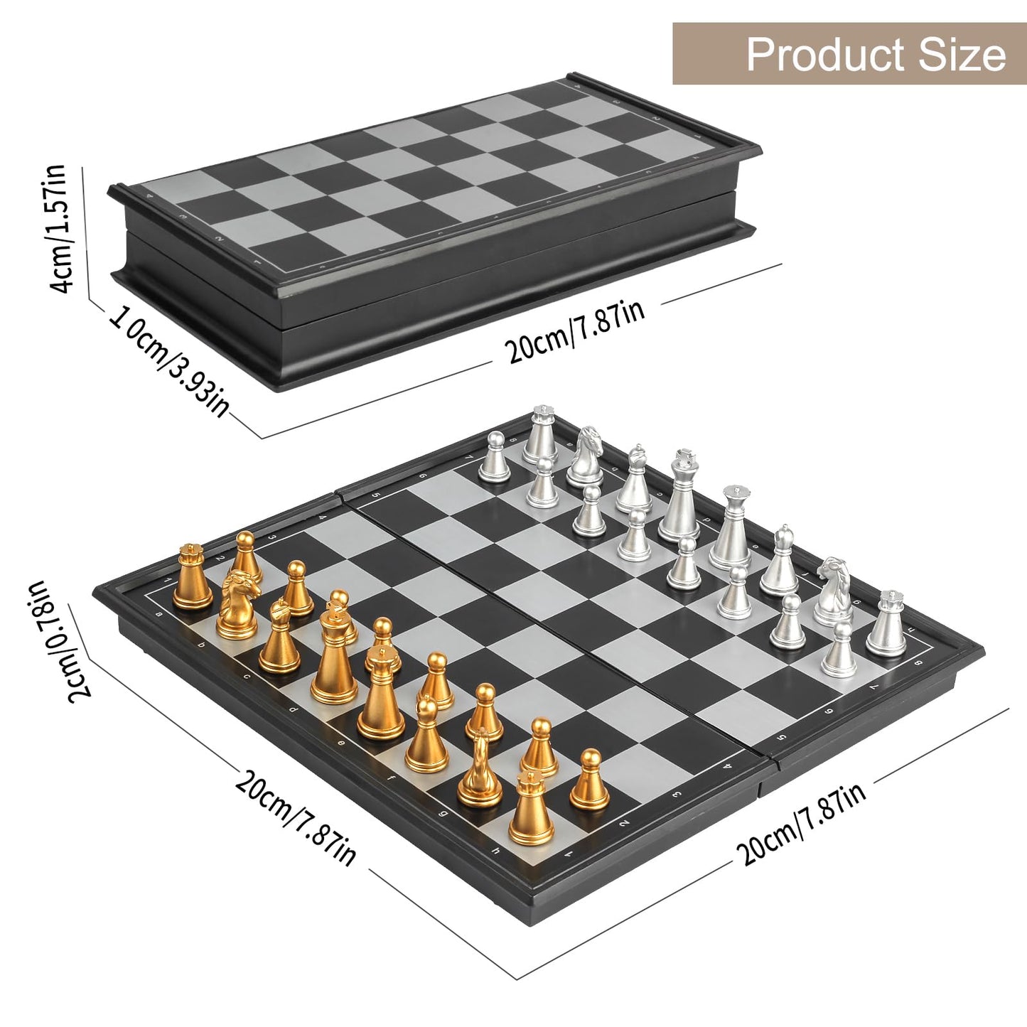 Simplewin 8 Inch Magnetic Mini Chess Set -Travel Board Game Family Games Educational Toys For Kids And Adults Travel Chess Set -