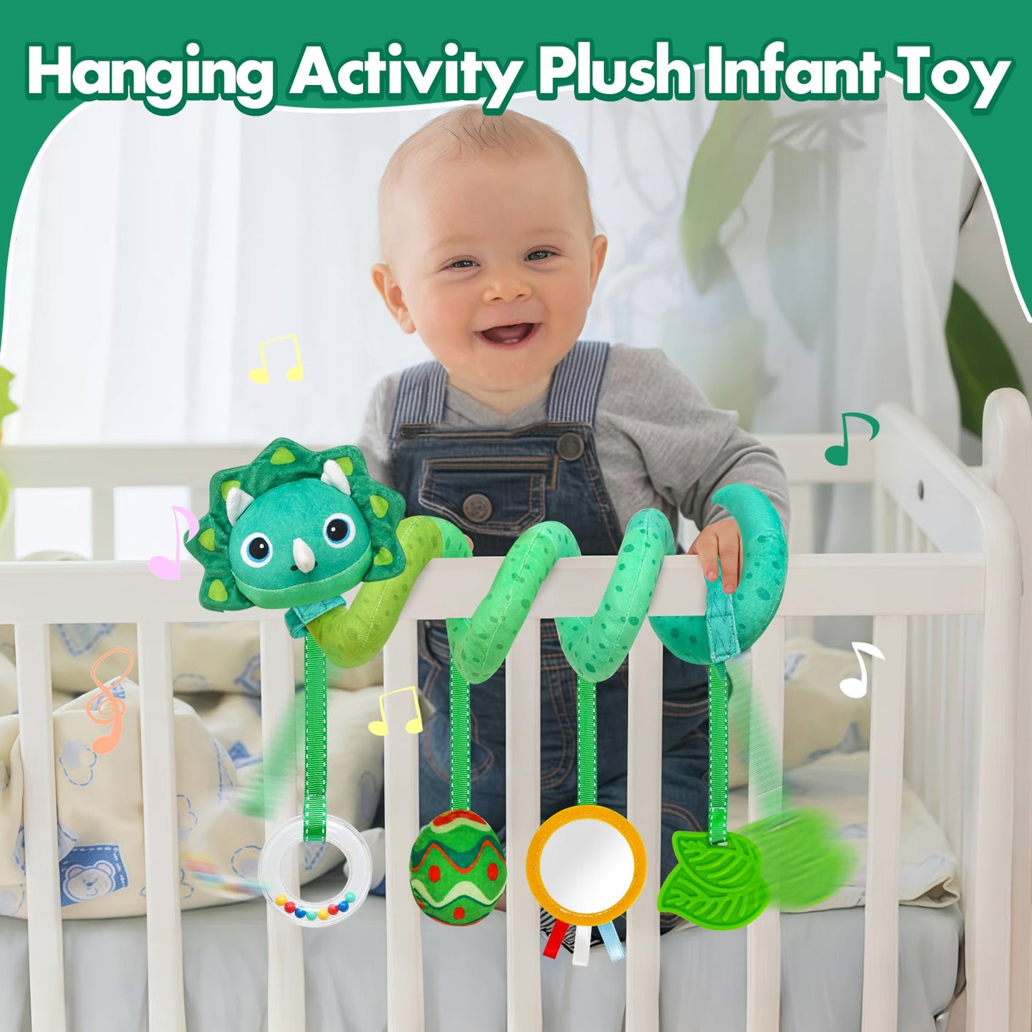 Baby Car Seat Toys Activity Stroller Toy For Boys Girls 0 3 6 9 10 12 Months, Spiral Hanging Plush Toys, Baby Shower Thank You G