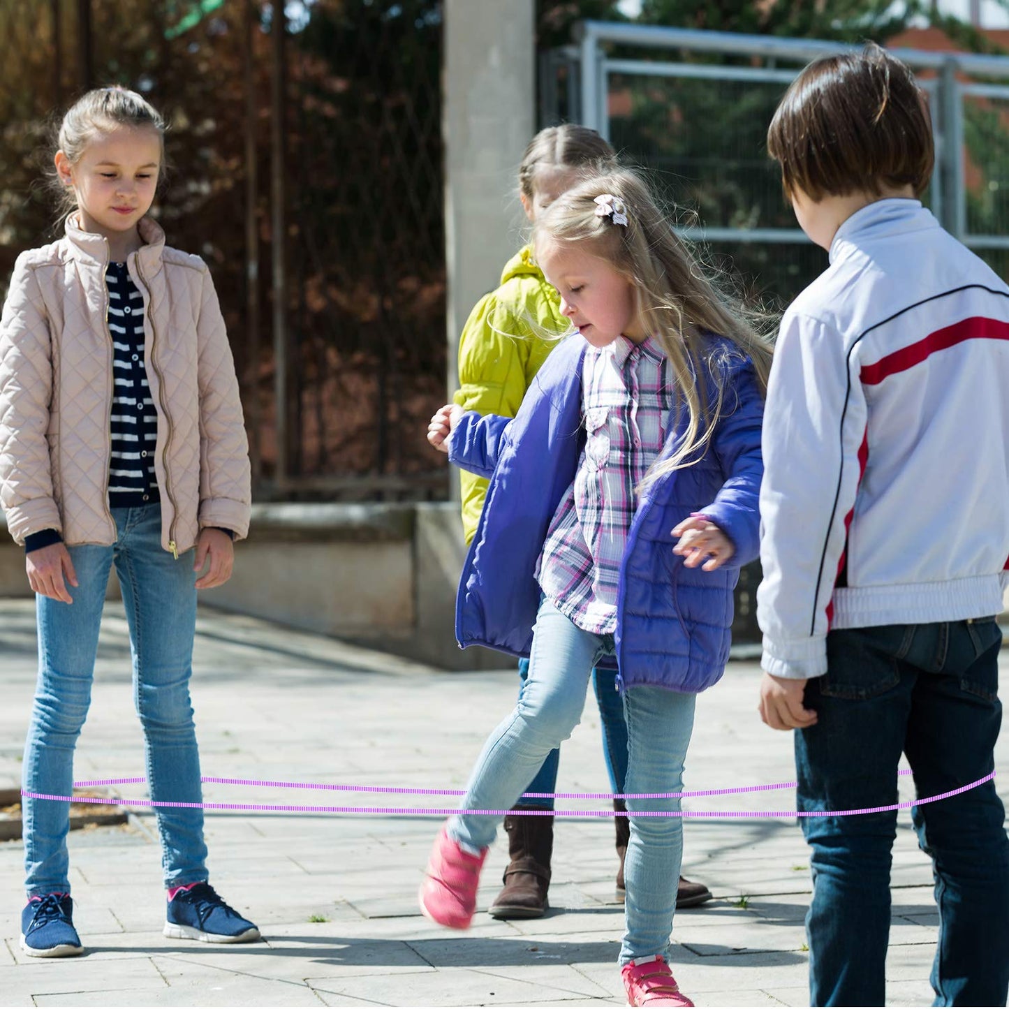 Gejoy 6 Pieces Chinese Jump Rope 157 Inches Stretch Skip Adjustable Chinese Elastic Rope Fitness Jump Game for Outdoor Exercise(