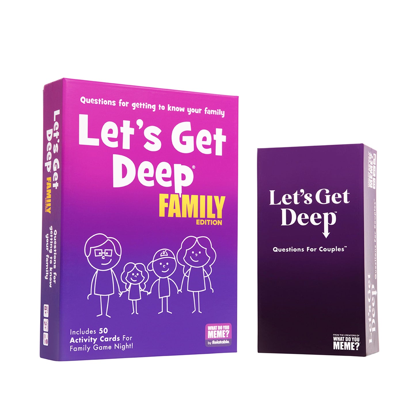WHAT DO YOU MEME? Let's Get Deep® Family Edition - Conversation Cards, Medium, Purple, Cardstock, Model DEEP4011