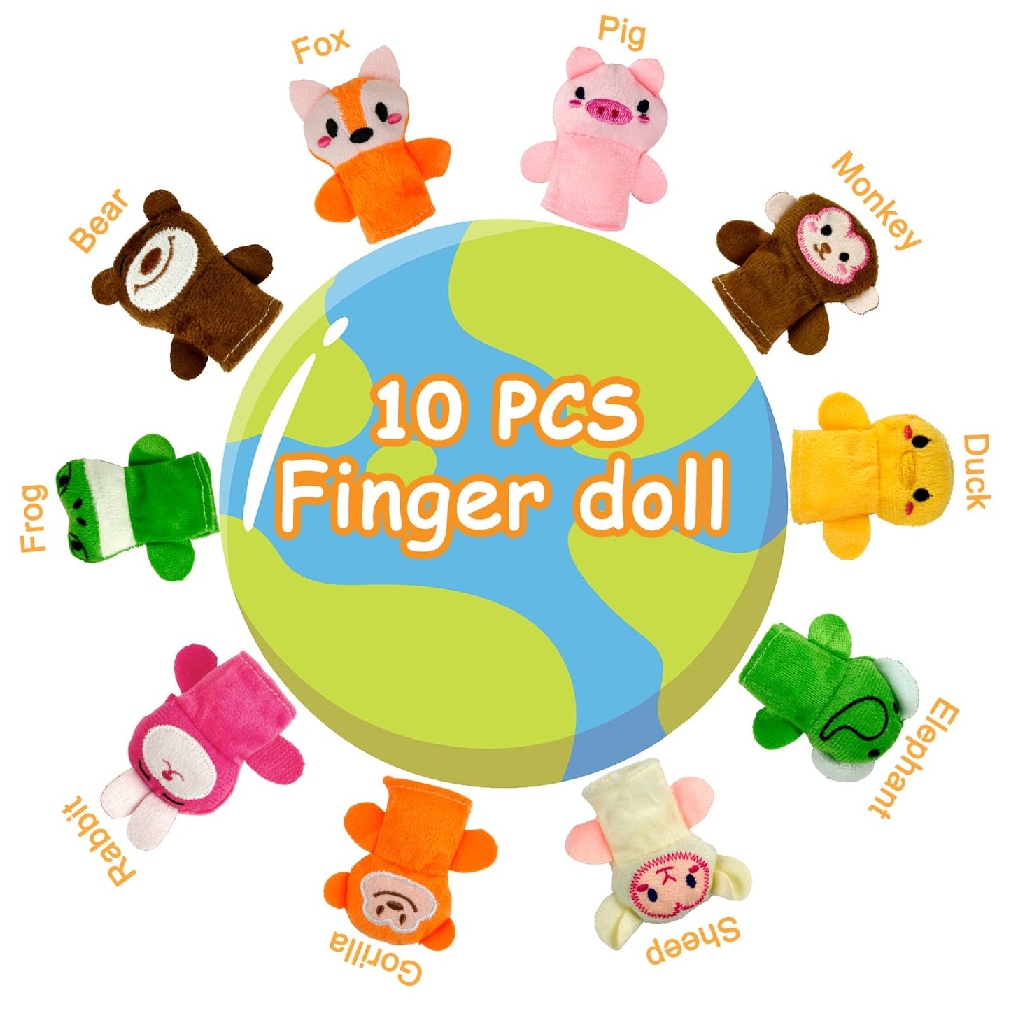 Sealive 10-Pcs Finger Puppets For Toddlers Story Time - Soft Velvet Forest Animals Puppet Toys - Perfect For Role Playing, Classroom Learning, Party Favors, Travel, Therapy, Imagination Building