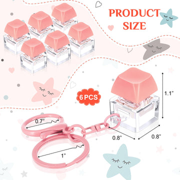 Shappy 6 Pcs Keyboard Fidget Toys Fidget Keychain Fidget Keyboard Clicker Keychain Gift Keychain Button Stress Relief Gifts for mature-themed Office Home School ADHD Toy Cool Fidgets(Pink)