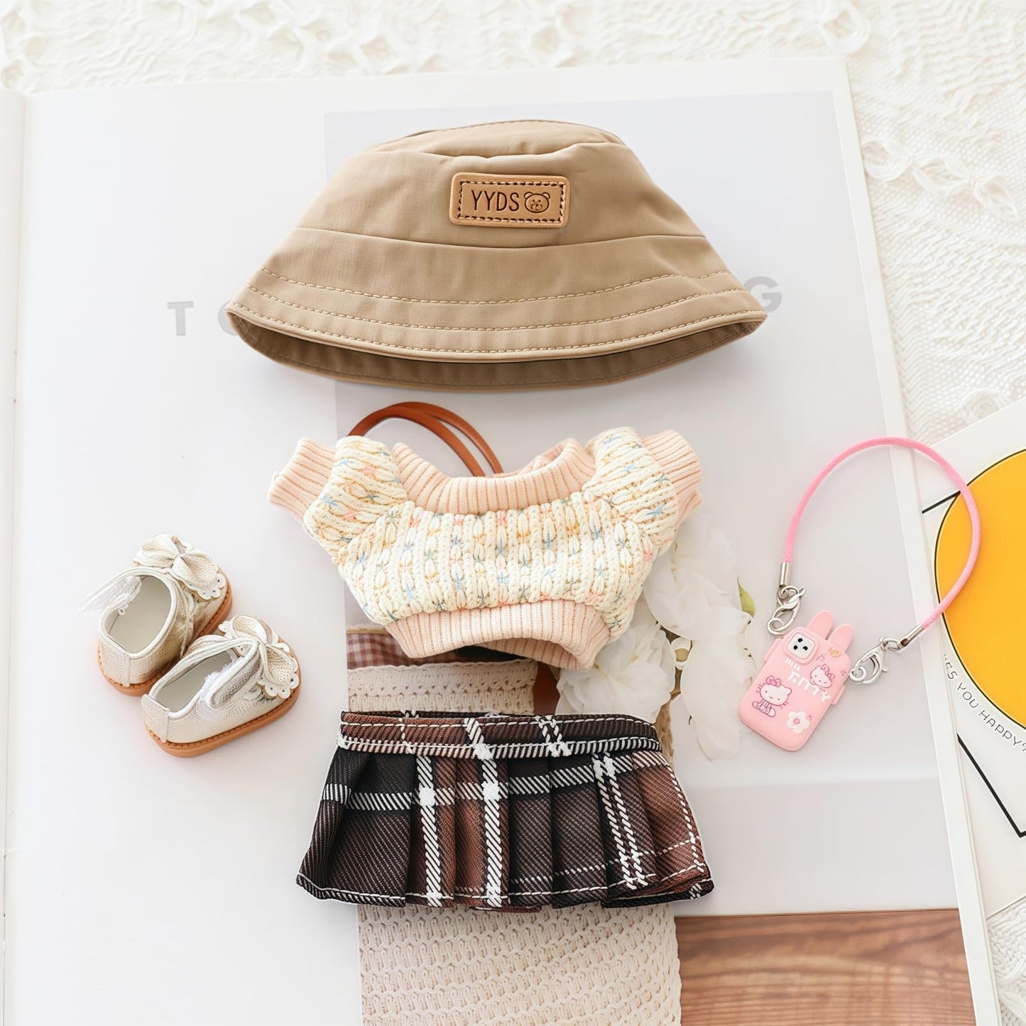 17Cm Doll Clothes Outfit Set (No Doll), 3 Pieces Dress Sweater Set For 6.7Inch Doll Suit, Fashion Kawaii Hat & Clothes Accessori