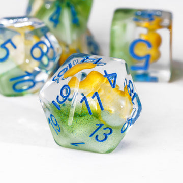 UDIXI 7PCS Game Dice Set, RPG Polyhedral Dice Set DND for Dungeons and Dragons Role Playing Games and Other Tabletop Games (Yell