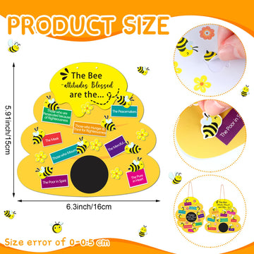 Memorywuu 24 Sets Christian Bible Crafts for Kids Bee Attitude Sign Craft Kit, Religious Crafts Sunday School VBS Crafts Beatitu