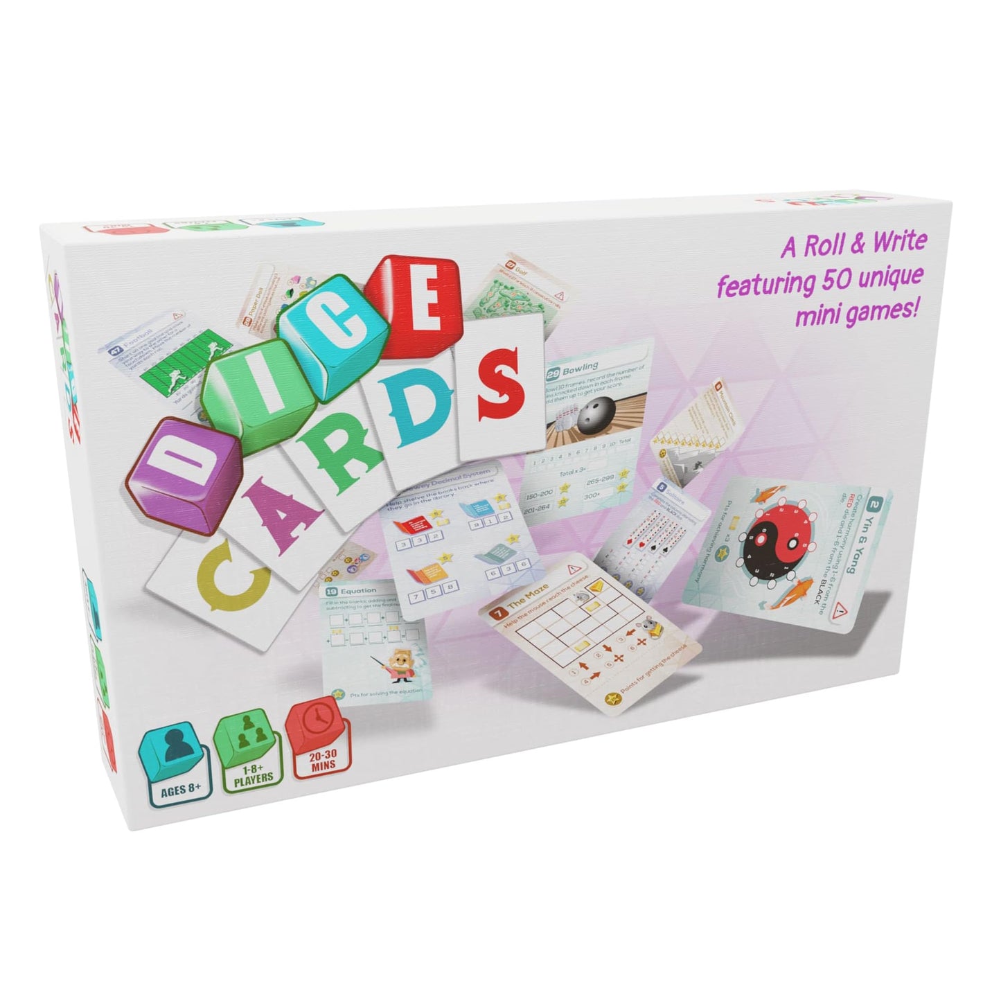 CardLords: Dice Cards - 50 Unique Roll & Write Mini Games in One Box, Strategy Card Games, Family Party Game, Ages 8+, 1-8 Playe
