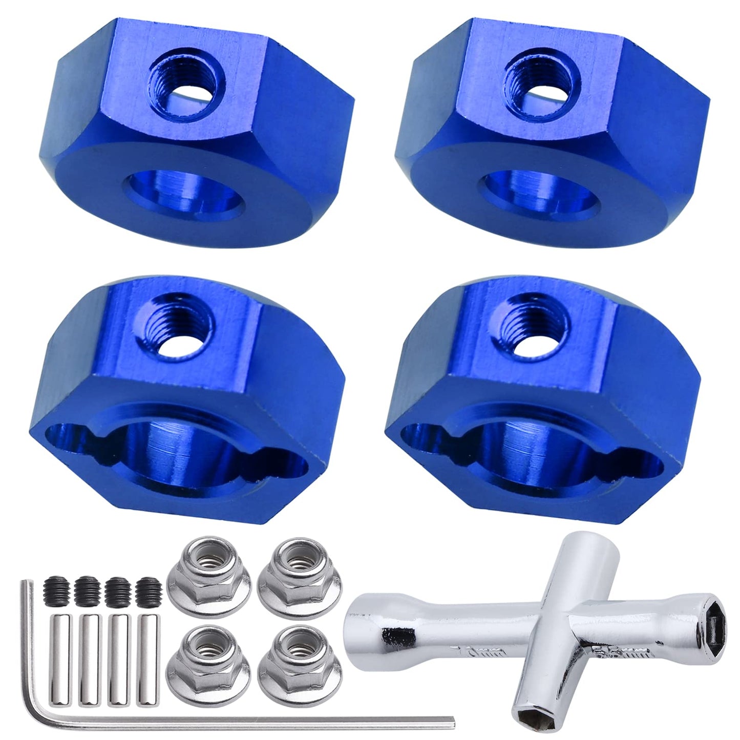 Hobbypark Aluminum 12mm Hex Wheel Hubs Adapters with Locknuts for Arrma 1/10 Granite Voltage MEGA 2WD Granite 4X4 Big Rock Sento