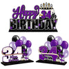 Lingteer Happy 34Th Birthday Purple Acrylic Table Topper Centerpieces Set - Cheers To 34 Years Old Birthday 34Th Bday Party Gift Decorations.