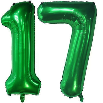 Number 17 Dark Green Balloons 40 Inch Giant Green 17 Numer Foil Helium Balloons For 17Th Green Birthday Party Supplies 17Th Anni