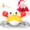 Yeaye Crawling Crab Baby Toy - Tummy Time Music Toy for Infants 0-36 Months, Orange, Model aa01