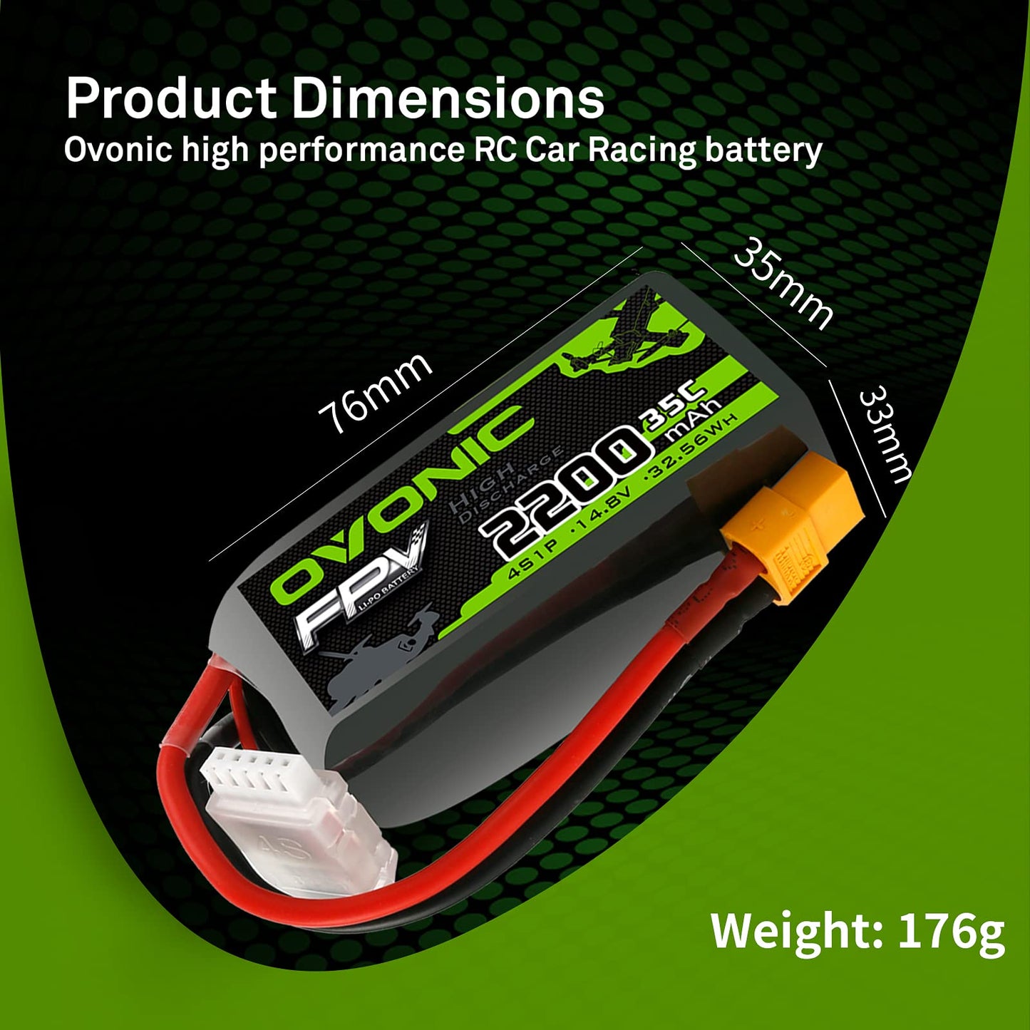 OVONIC 4s Lipo Battery 35C 2200mAh 14.8V Lipo Battery with XT60 Connector for Airplane RC Quadcopter Helicopter FPV Drone