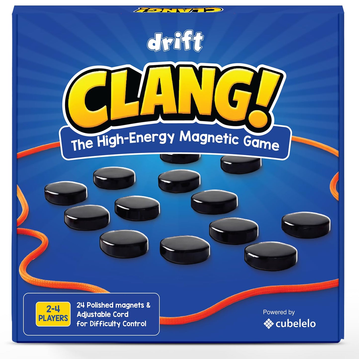 Cubelelo Drift Clang! | 2-4 Players Classic Magnetic Attraction Strategy Game | Features 24 Magnets & Adjustable Rope | Fun Gift
