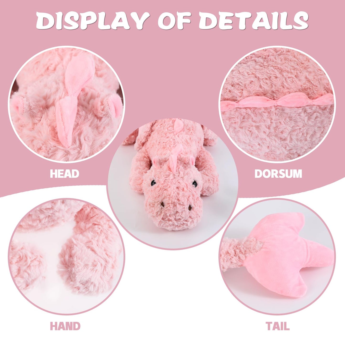 Eouobomo Dragon Plush Pillow,Soft Flying Dragon Stuffed Animals-26.5Inch Kawaii Cute Dragon Animal Plushies Toy,Perfect Birthday