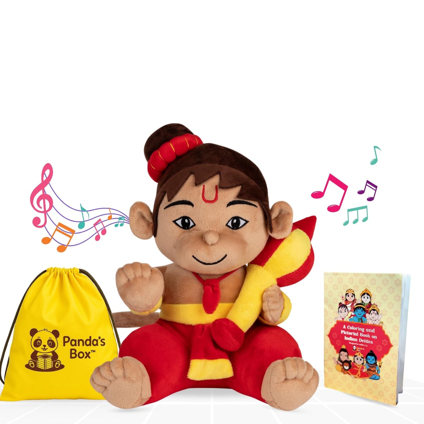 PandaS Box Mantra Chanting Baby Hanuman (28 Cm) | Musical Soft Plush Toy | Best Gift For Infants, Toddlers & Babies