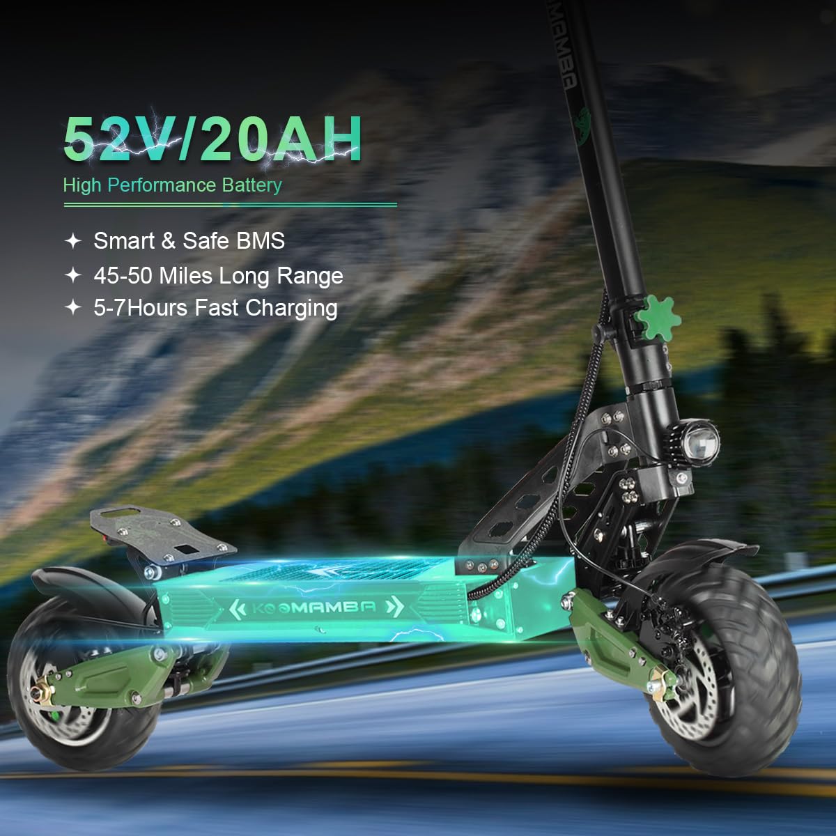 GooBee ZU06 1200W Electric Scooter mature-themeds - 35MPH & 50-Mile Range 52V/20Ah Battery 10 All-Terrain Tires NFC Smart Unlock & Dual Brakes Folding Commuting E Scooter for mature-themed