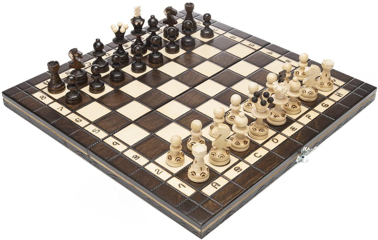 Beautiful Handcrafted Wooden Chess Set With Wooden Board And Handcrafted Chess Pieces - Gift Idea Products (13.75' (35 Cm) Burnt)