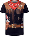 Cosland Cowboy Costume For Boy Kids Western Tees Halloween Shirt, Brown, Medium